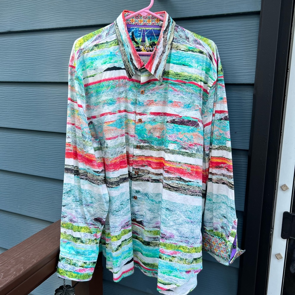 Robert Graham Multicolor Striped Casual Button Down Shirt